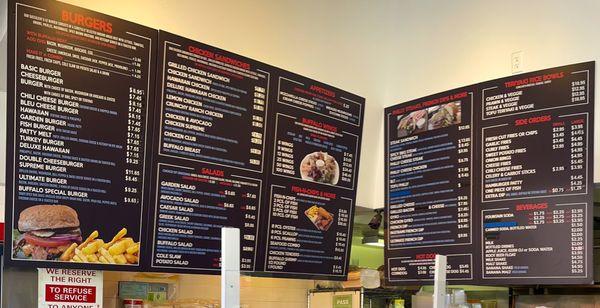 Pretty Big Menu of Burgers, Chicken Sandwiches, Salads, Cheesesteaks and More