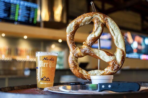 The Epic Pretzel - An 11x11 Bavarian Pretzel salted and brushed with Hop infused butter