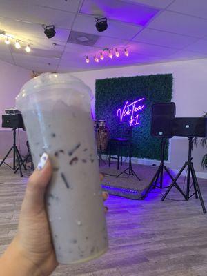 Milk tea, small stage for music