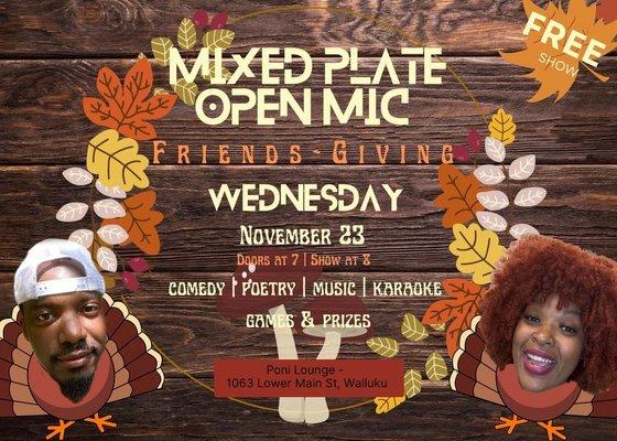 Open Mic Night this Wednesday Nov.23