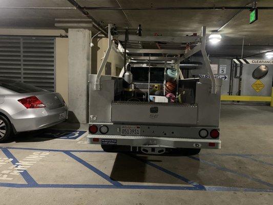 Truck blocking parking space