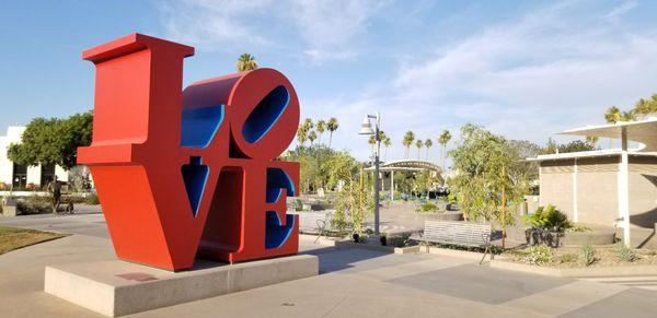 Robert Indiana's LOVE sculpture with Scottsdale founder Winfield Scott sculpture behind it