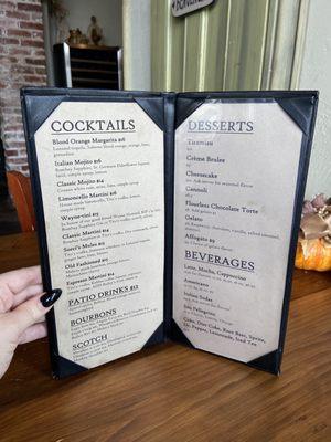 Cocktail menu