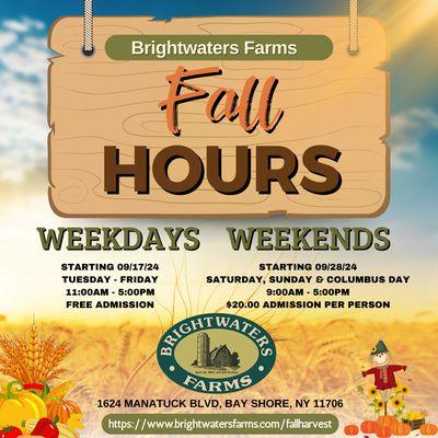 Weekday & Weekend Fall Hours