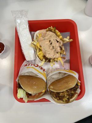 animal style fries and animal style cheeseburgers