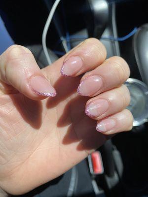 Almond Nails with Glitter Outline