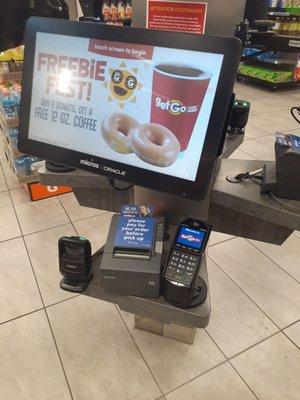 Pay for made to order food at kiosk.  A huge convenience!