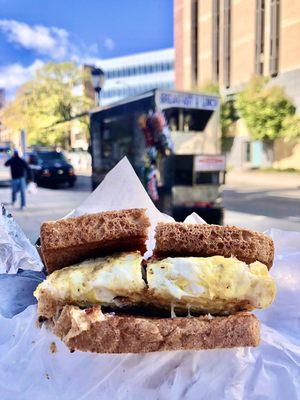 Pork roll breakfast sandwich