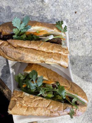 S7. Banh Mi Bo Nuong/beef bahn mi sandwich. Very dry beef, very small portions.