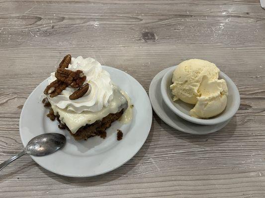 Best Carrott Cake in Martin County and a side on Vanilla Ice Cream