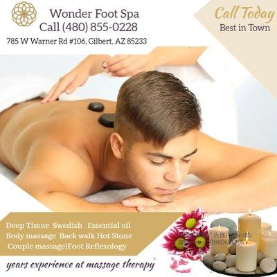 The full body massage targets all the major areas of the body that are most subject to strain and
discomfort including the ne...