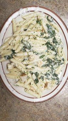 Chicken and spinach Alfredo