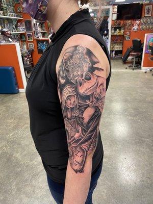 Beginning of my Tim Burton sleeve.