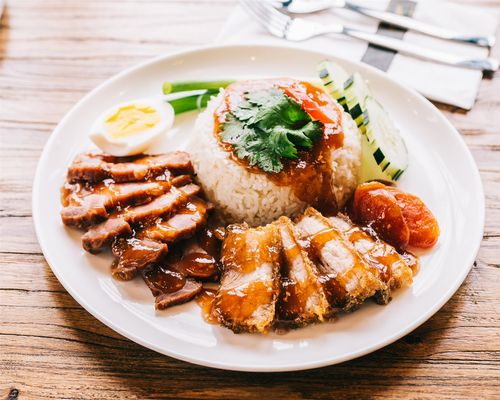 BBQ roasted pork over rice