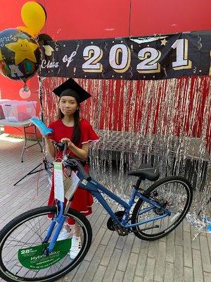 One of our Golden Eagles being awarded a brand new mountain bike!