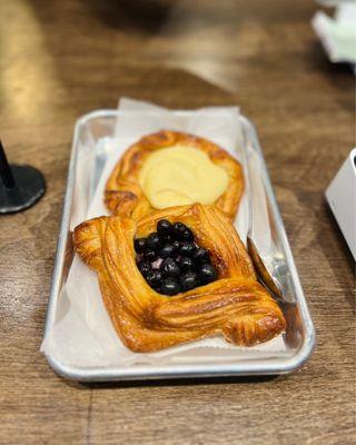 Blueberry danish + cream cheese danish