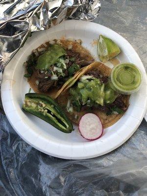 Lengua, birria tacos@3 fresh, deliz