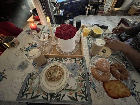 Donuts and everything bagel.