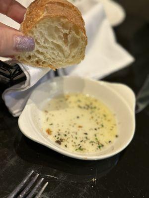 The bread is light and crispy, pure heaven with the extra virgin olive oil dip they created!