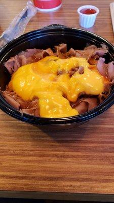 Half pound roast beef and cheddar in a bowl $6.79