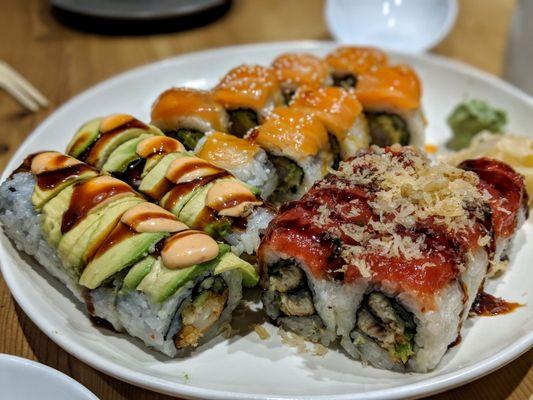 Caterpillar, Yona, & Red Dragon rolls