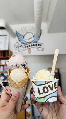 Pistachio honey and Vegan chocolate brownie icecream