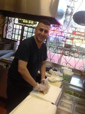 Maher making authentic falafel sandwiches!