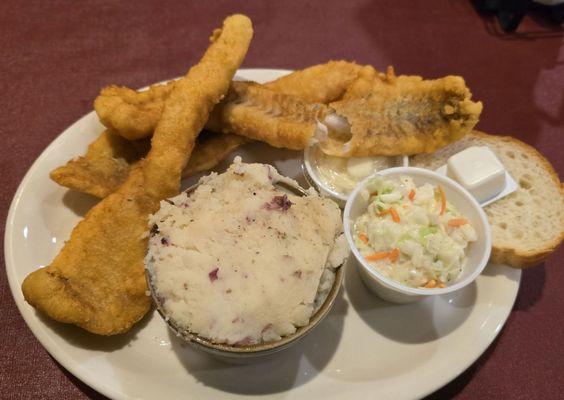 All you can eat pollock with mashed potatoes