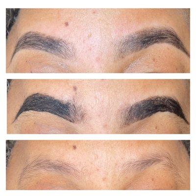 Brow tint process 


Pic 1 - Completed tinted brows

Pic 2- Tint in Process 

Pic 3-  BEFORE brow makeover