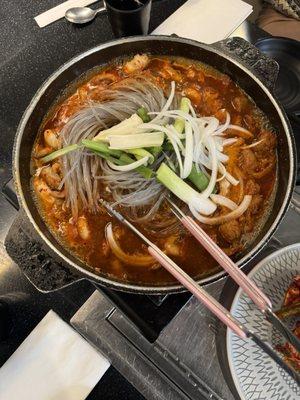 Octopus, pork belly, and pork shoulder + potato noodles