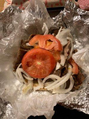 This is the gyro with the semi fresh tomato butt. Pit included!