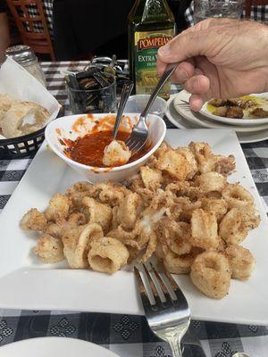 Fried calamari with tentacles and fra diavalo sauce was excellent