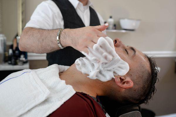 Nice hot leather shave is very relaxing and calm for every hard working gentleman after long day at work