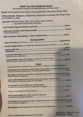 Part of menu in cafe (February 2023)