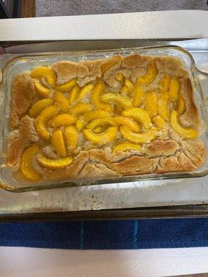 THIS IS A PEACH COBBLER!    Message me for my recipe!