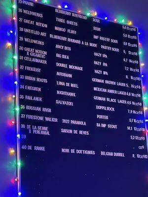 Beer Menu, as of December 2023