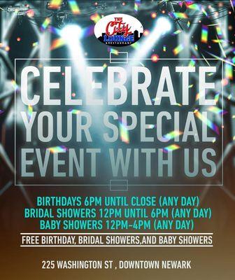 FREE BIRTHDAY, BRIDAL AND BABY SHOWERS