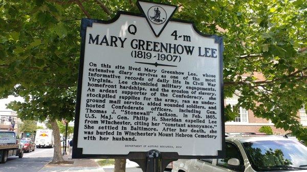 Mary Greenhow Lee Historical Marker