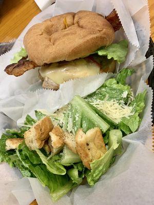 Grilled Chicken Sandwich with Side Caesar Salad