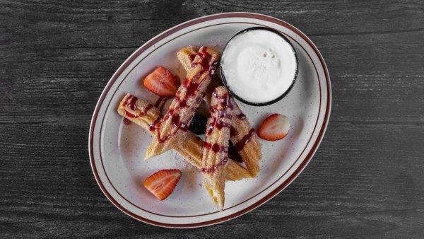 Churro, vanilla ice cream