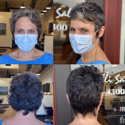 Before & after-Fresh Pixie cut by Dennis