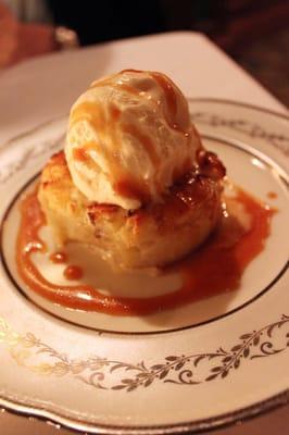 pear and cranberry bread pudding with vanilla ice cream