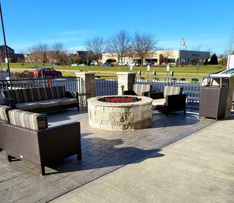 Outdoor fire pit and seating area