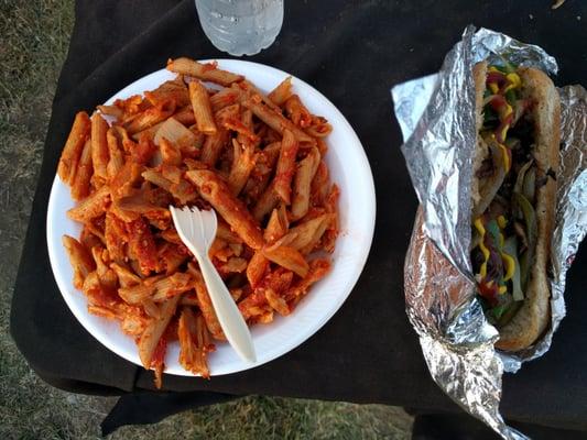 vegan pasta,vegan sausage (irene's food services)