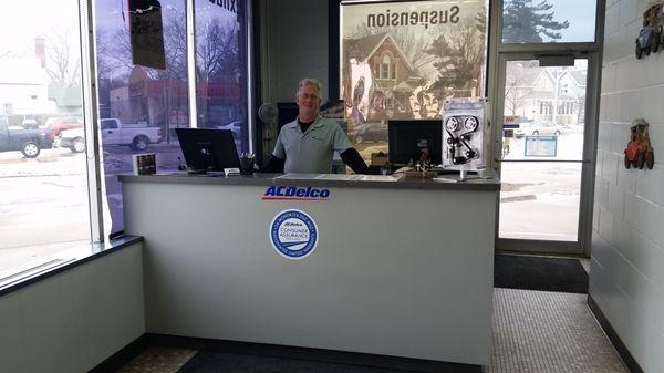 This is our reception desk. You may see Brian, Jim or Cathy ready to assist you with your car needs.