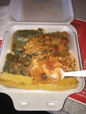 Soooooo good CooCoo Callaloo rice and stew fish yummmmmmmmm