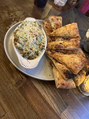 Spinach Dip with pita.