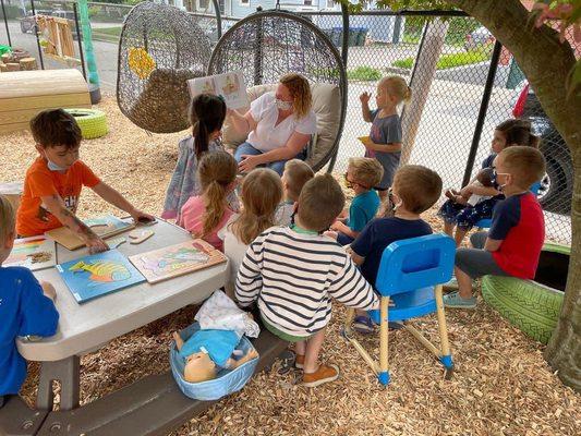 Story time on a beautiful day