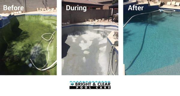 Before and after from a recent green pool service 5/11/16