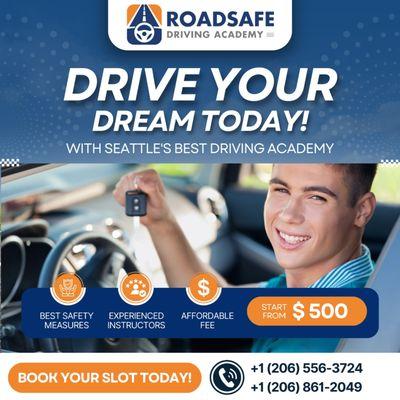 Get Behind the Wheel of Your Dreams!
Learn to drive with confidence at Roadsafe Driving Academy - Seattle's Best!

#LearnToDrive